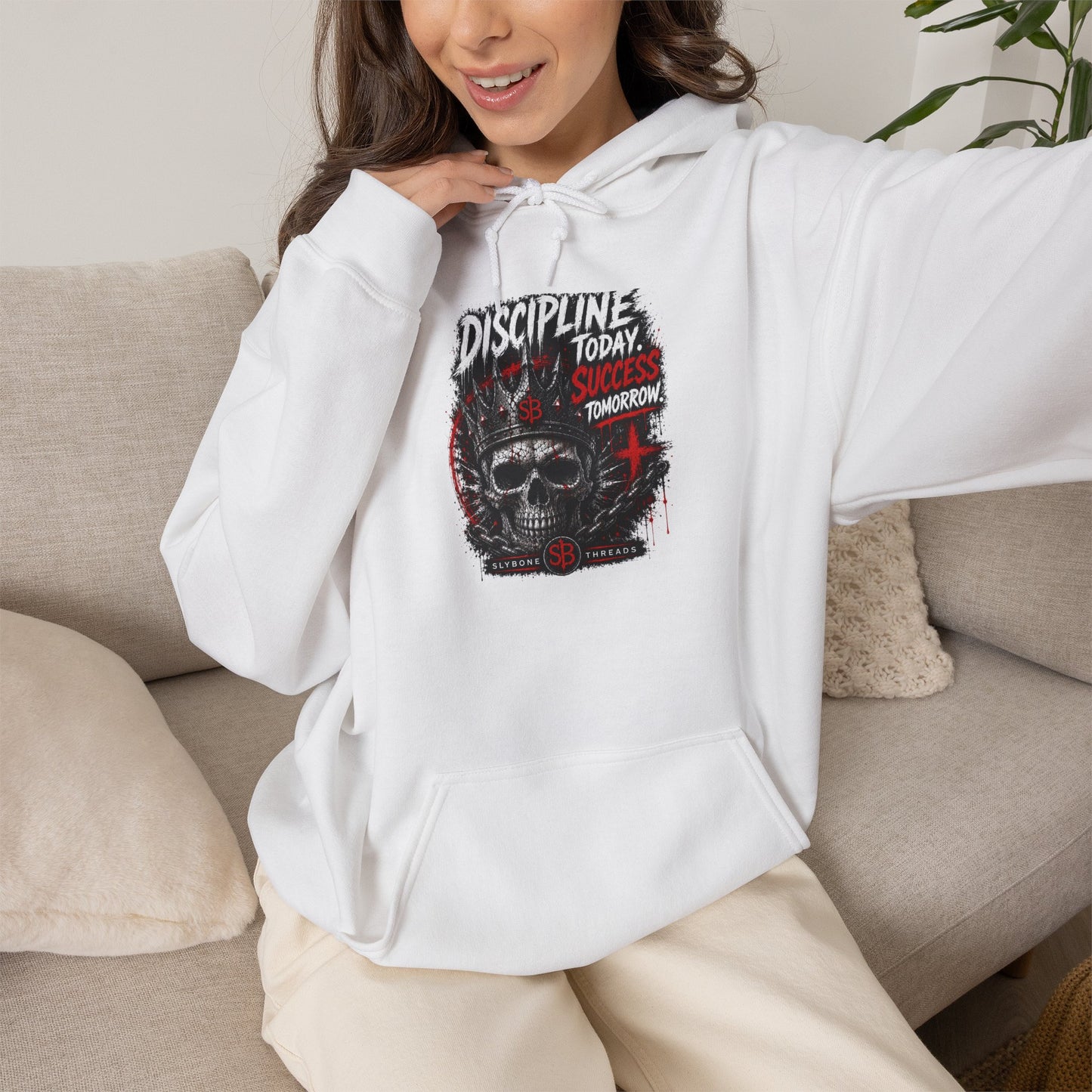 Discipline Today Skull Hoodie — Motivational Gothic Streetwear