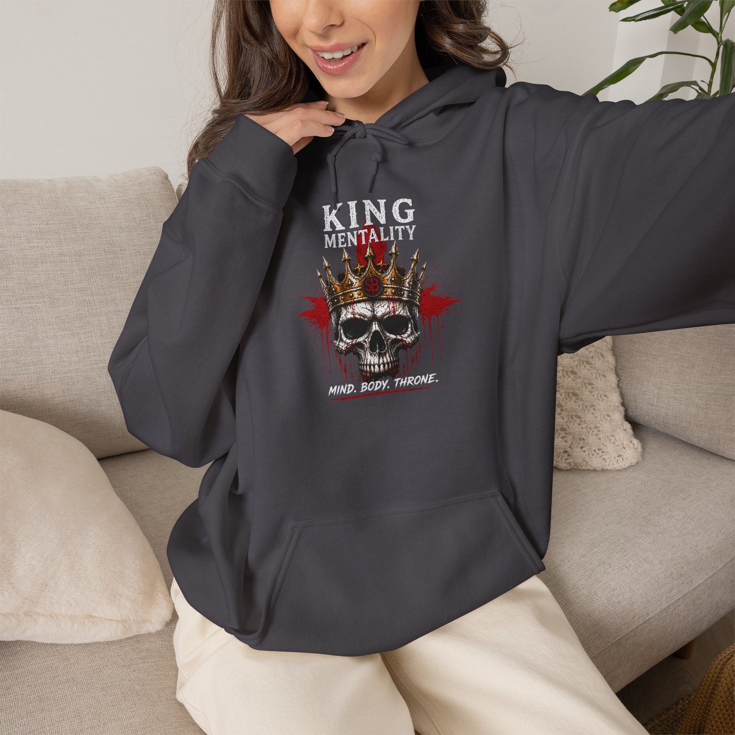 Skull King Crown Hoodie — Gothic Skull Crown Graphic Pullover