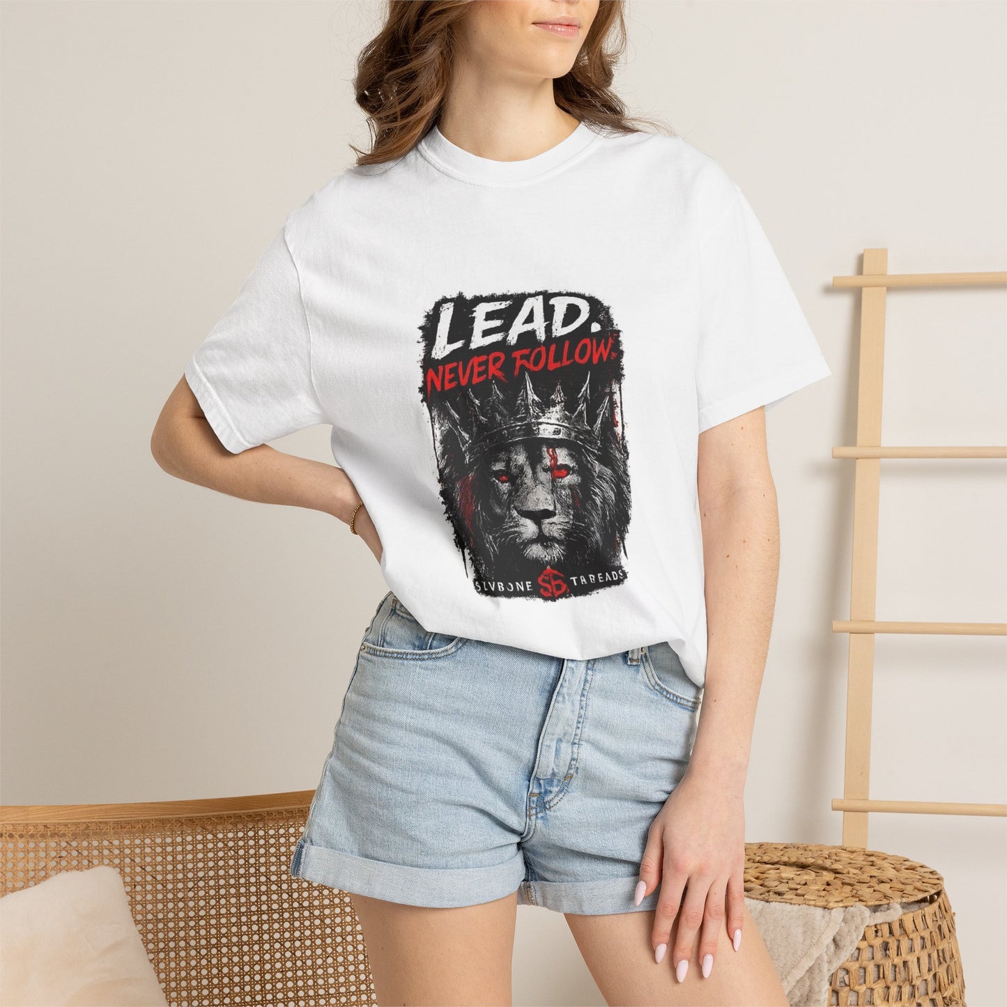 Lead Never Follow Lion T-Shirt — Motivational Graphic Tee