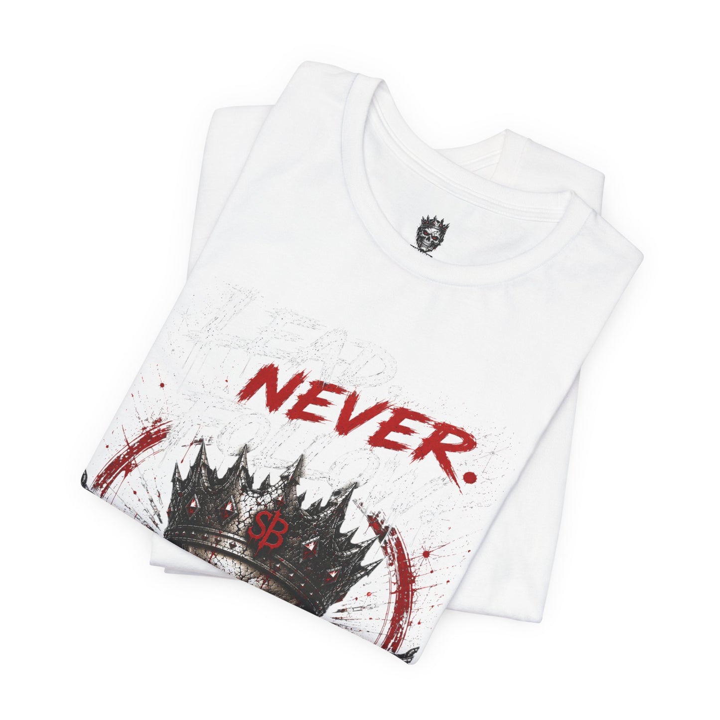 Never Skull Crown Tee — Gothic Skull Graphic T-Shirt