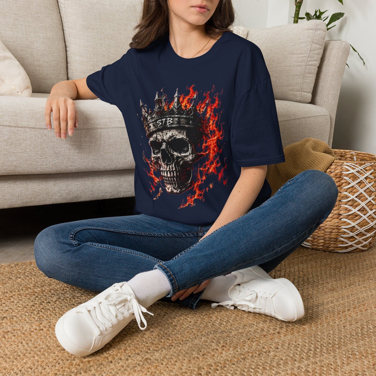 Skull King Flames T-Shirt — Gothic Biker Graphic Tee