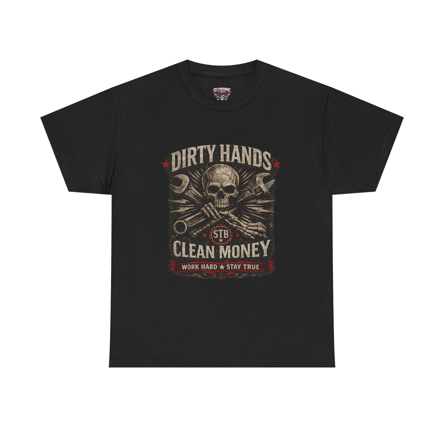 Dirty Hands Clean Money Tee — Mechanic Skull Work Hard T‑Shirt