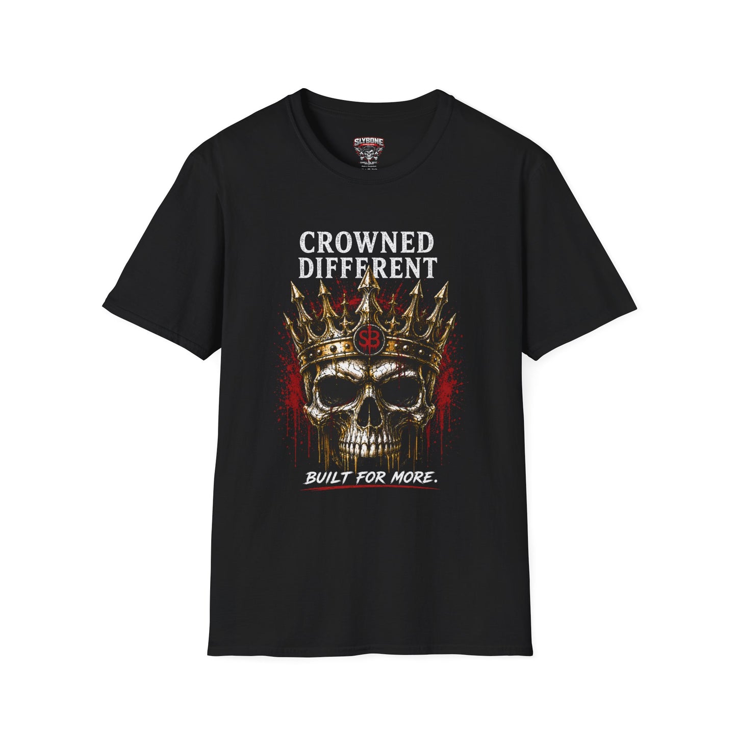 Crowned Different T-Shirt — 'Built For More' Skull Crown Graphic Tee