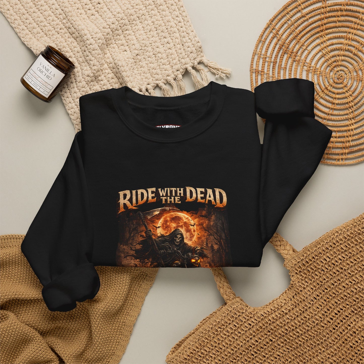 Ride With The Dead – The Reaper Rides at Midnight Graphic Tee
