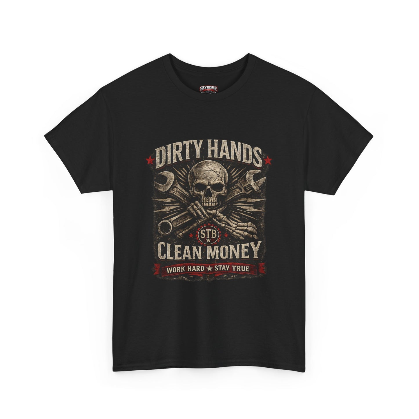 Dirty Hands Clean Money Tee — Mechanic Skull Work Hard T‑Shirt