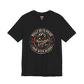 Built With Pride Paid With Blood black graphic T-shirt by Slybone Threads
