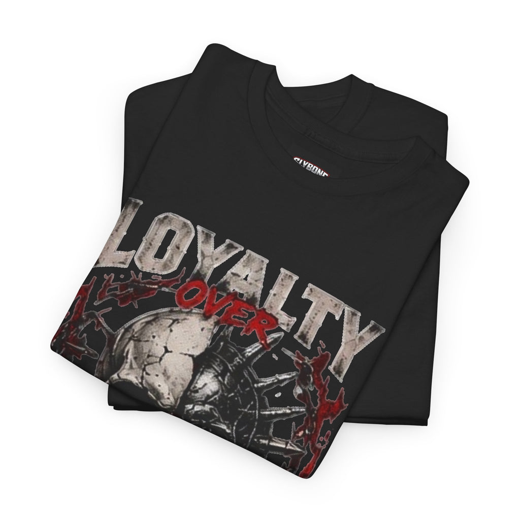 Loyalty Over Everything Skull Graphic Cotton T-Shirt