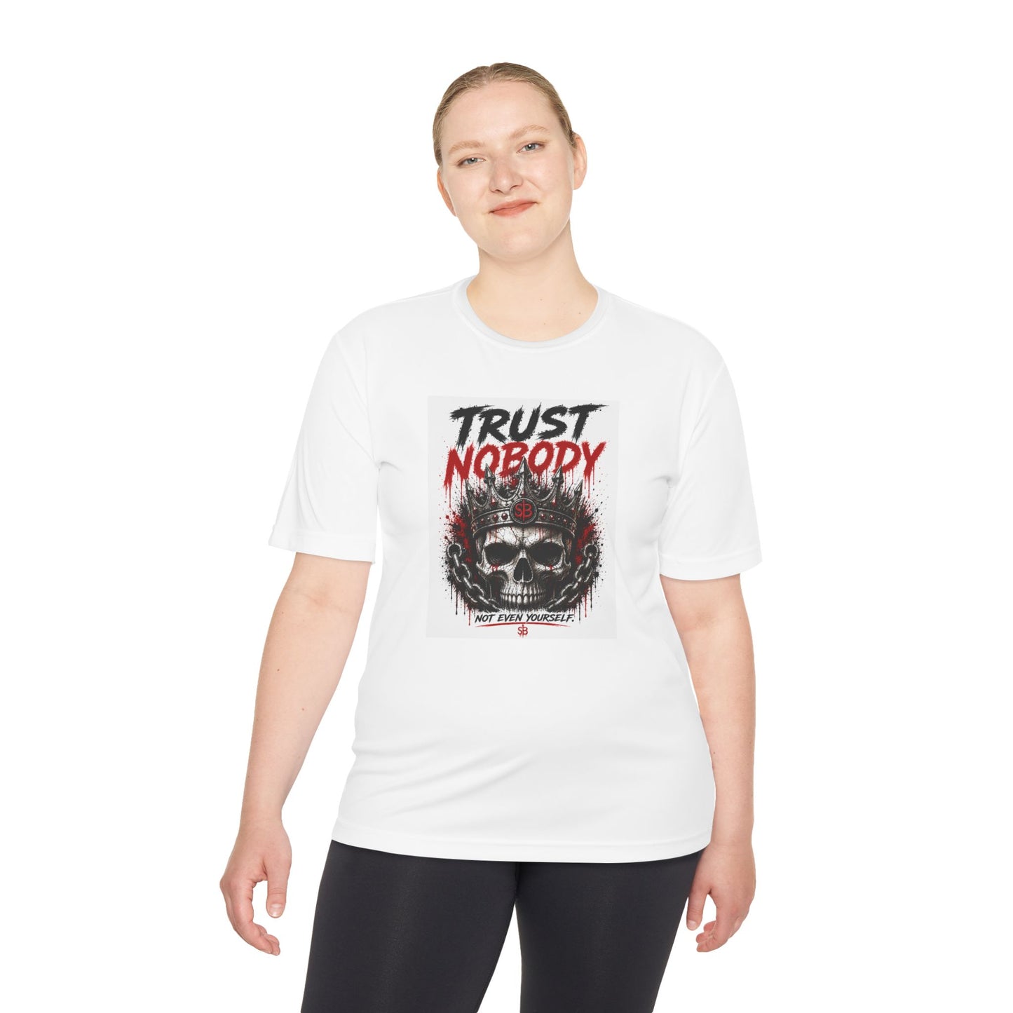Trust Nobody Skull Tee — Graphic Moisture-Wicking Athletic Shirt