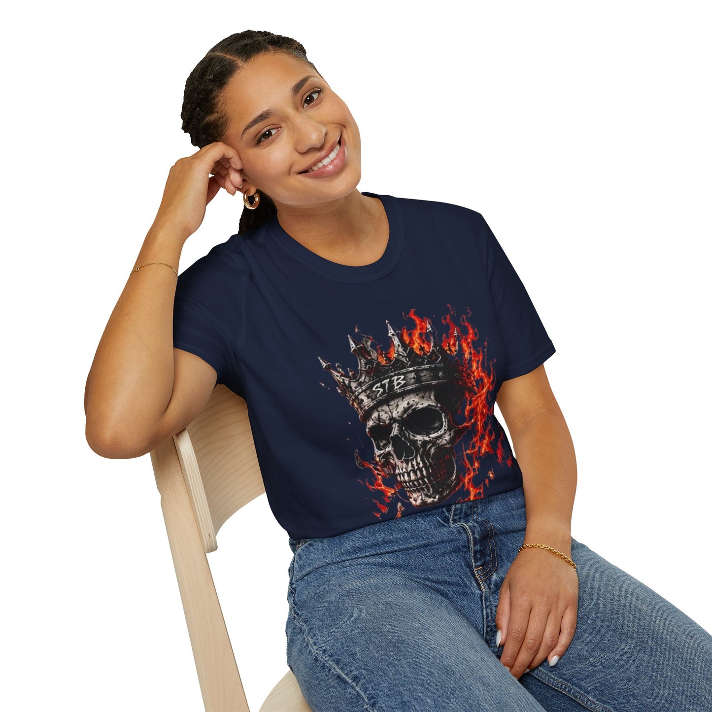 Skull King Flames T-Shirt — Gothic Biker Graphic Tee