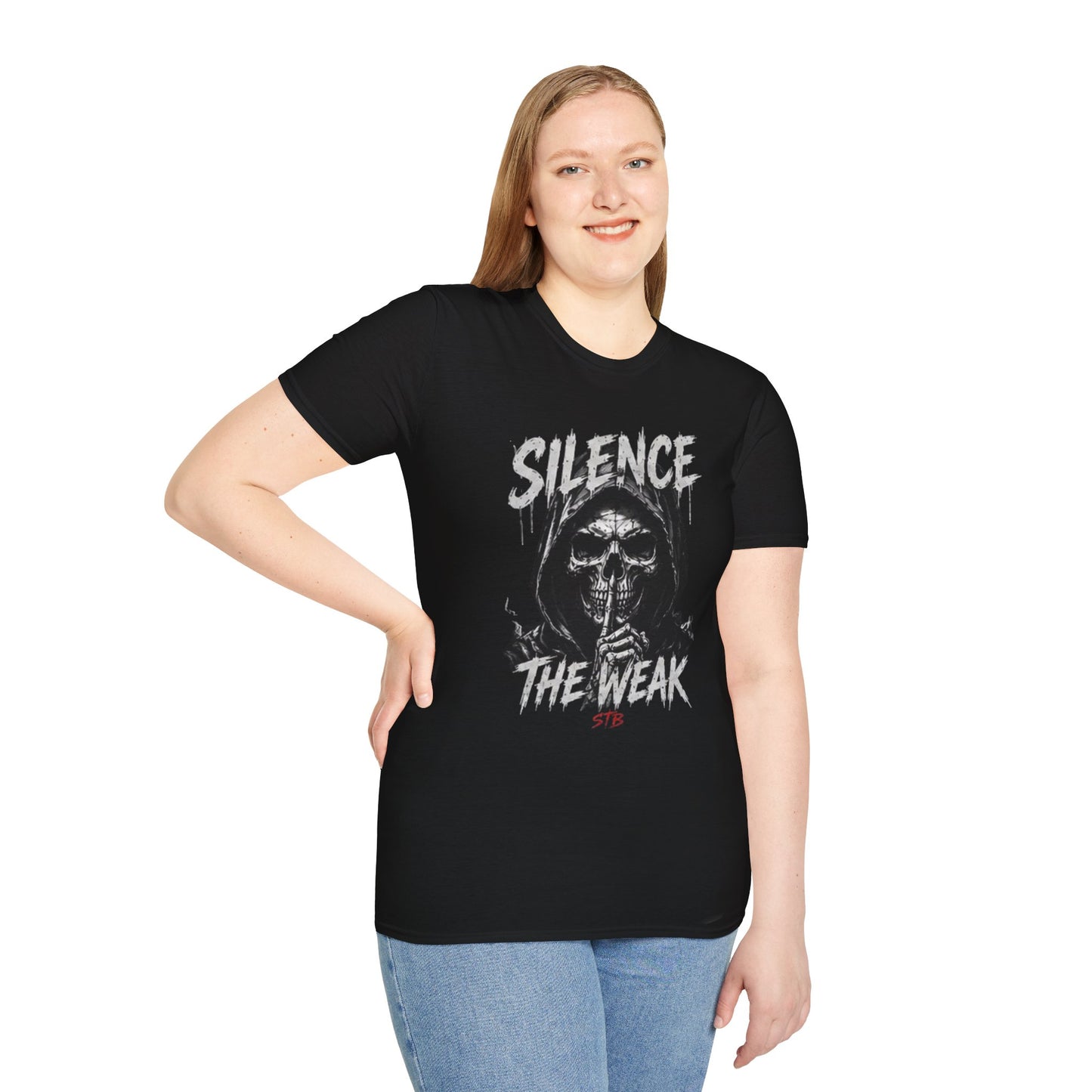 Silence the Weak Skull Tee – Dark Gothic Crewneck T-Shirt