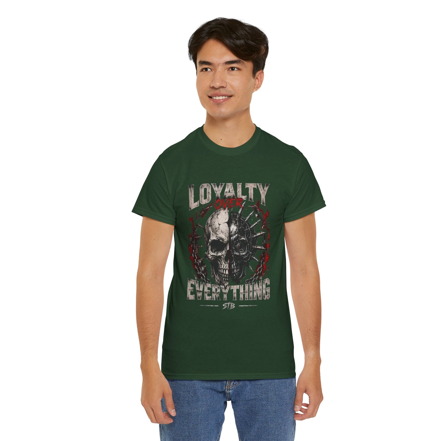 T-Shirt — "Loyalty Over Everything" Skull Graphic Tee