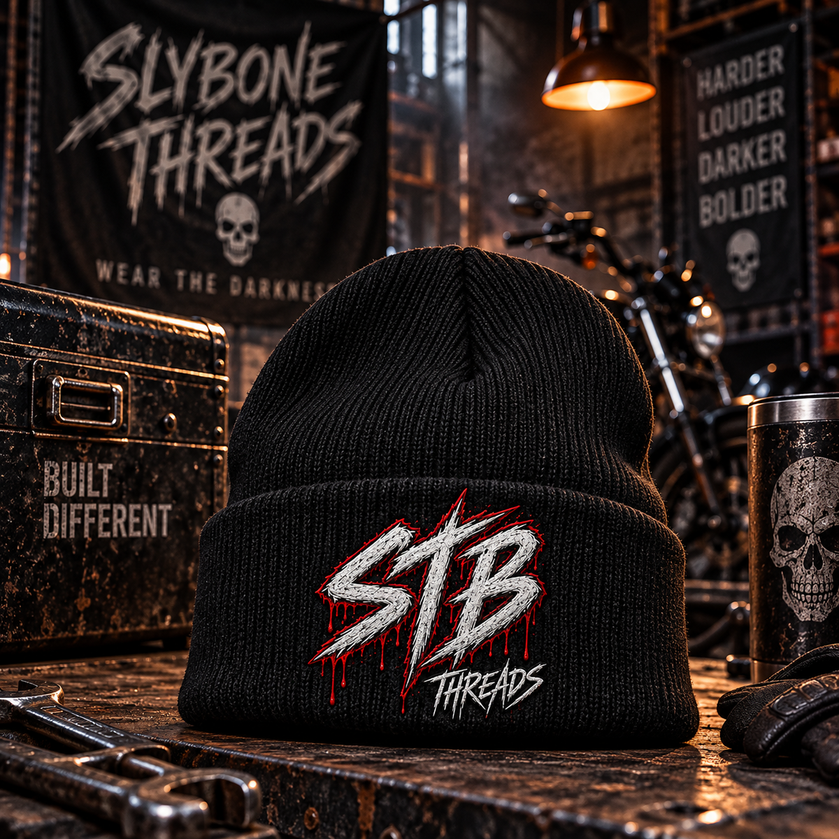 Embroidered Ribbed Beanie — STB Logo