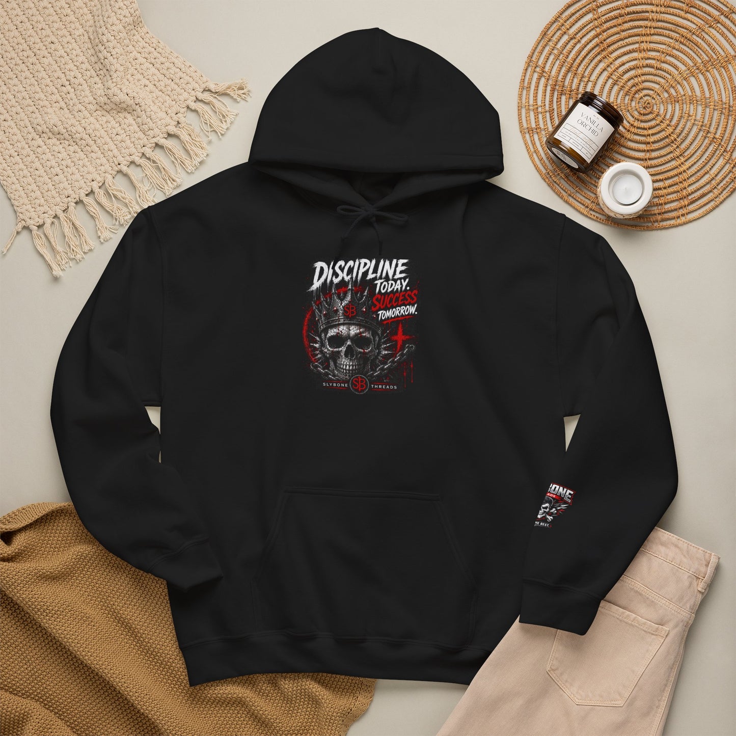 Discipline Today Skull Hoodie — Motivational Gothic Streetwear