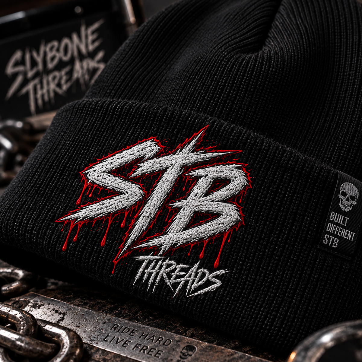 Embroidered Ribbed Beanie — STB Logo
