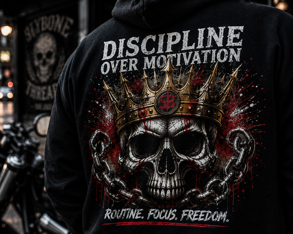 Discipline Over Motivation Skull Hoodie