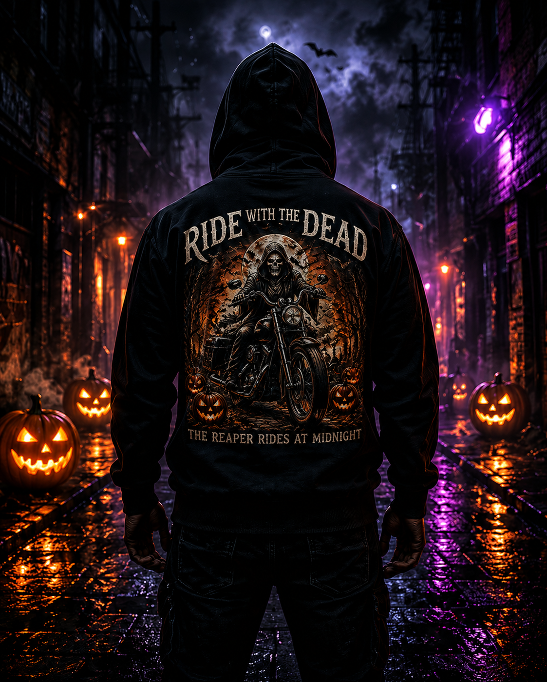 Ride With The Dead – The Reaper Rides at Midnight Graphic Tee