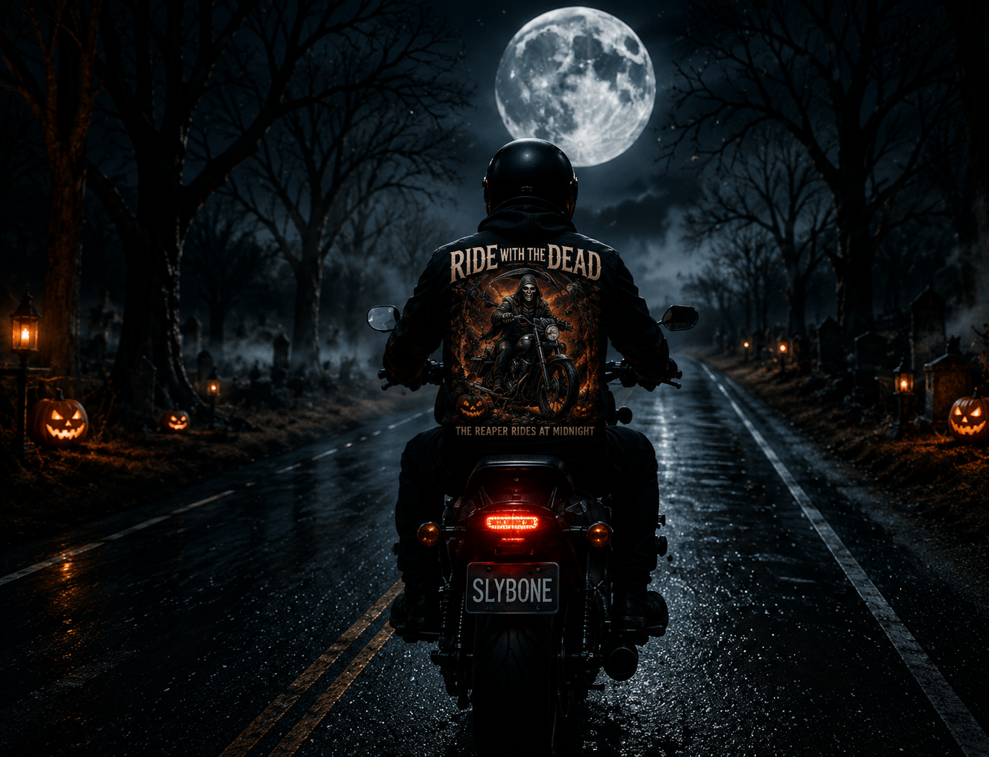 Ride With The Dead – The Reaper Rides at Midnight Graphic Tee