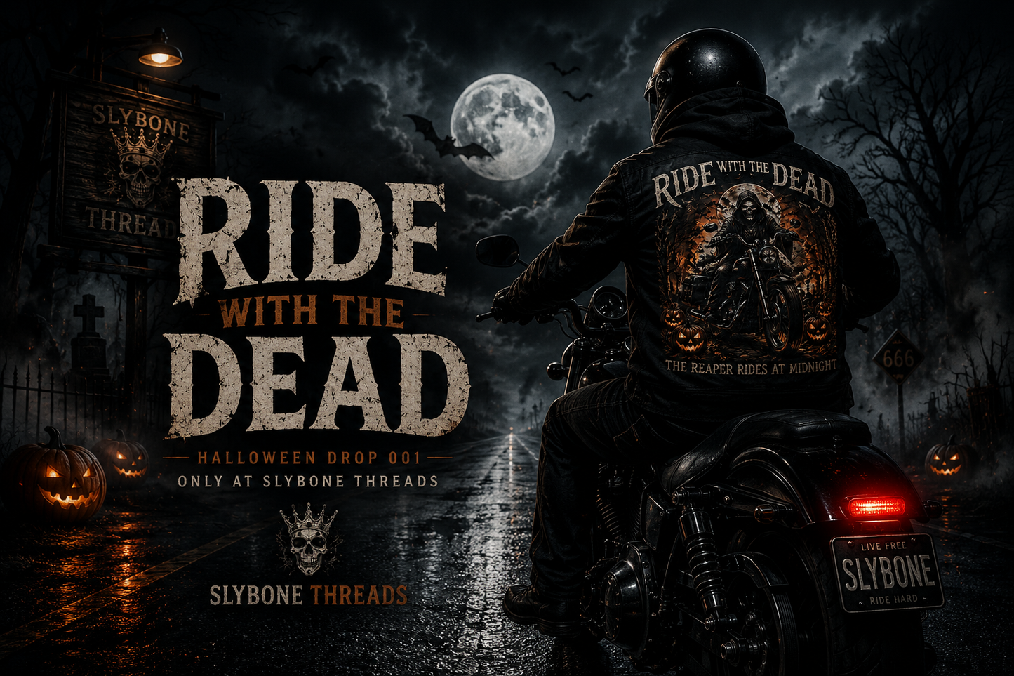 Ride With The Dead – The Reaper Rides at Midnight Graphic Tee