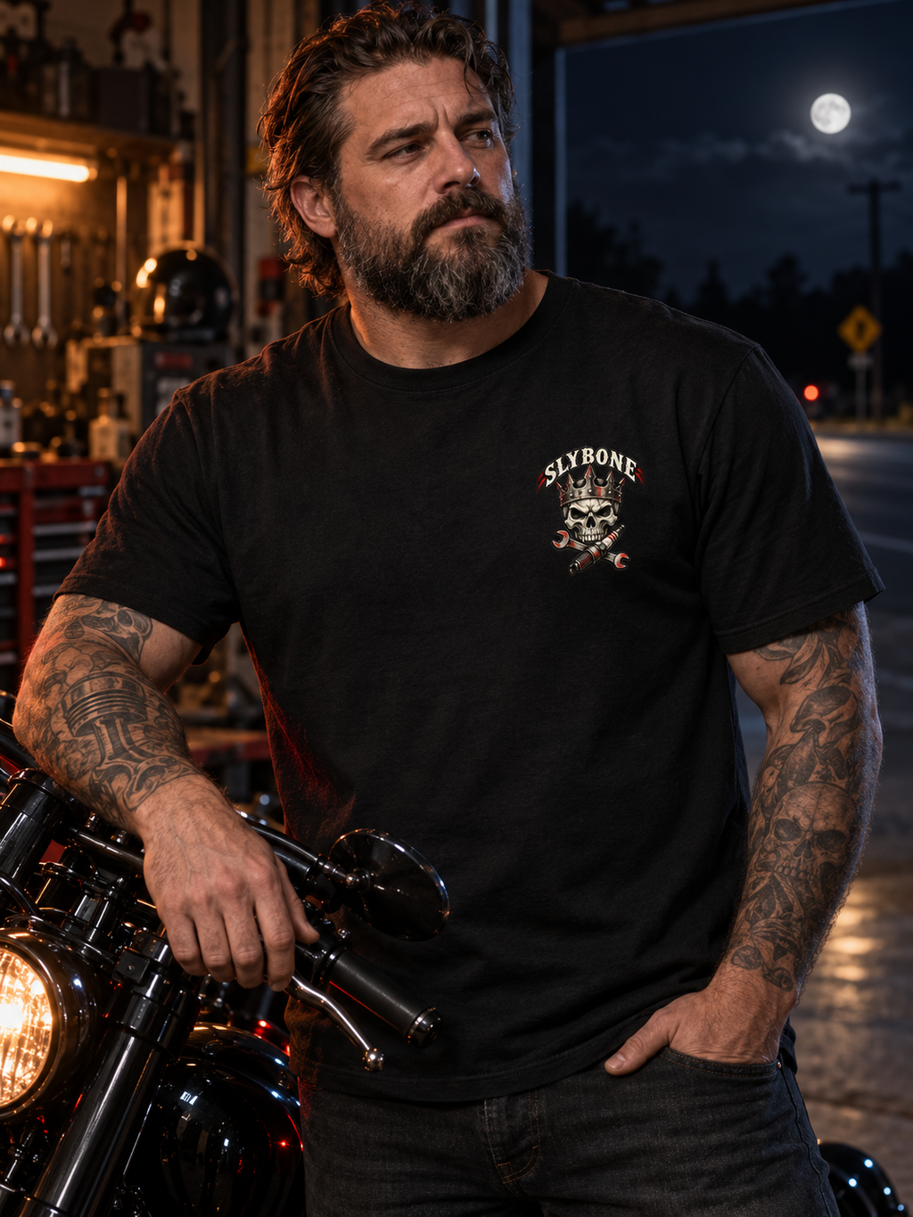 Graveyard Shift Motorcycle Graphic T-Shirt